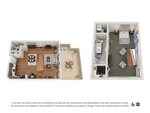 Floor plan for 1 bed, 2 baths, 1190 sqft